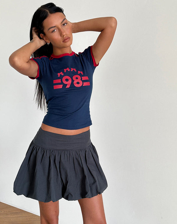 Motel Rocks Kiyowo Puffball Mini Skirt In Charcoal Grey