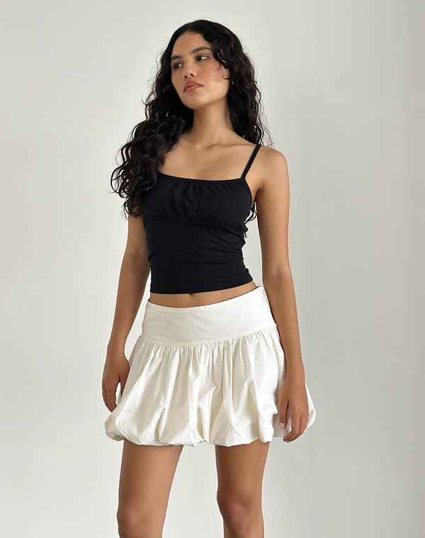 Motel Rocks Kiyowo Puffball Mini Skirt In Poplin Ivory