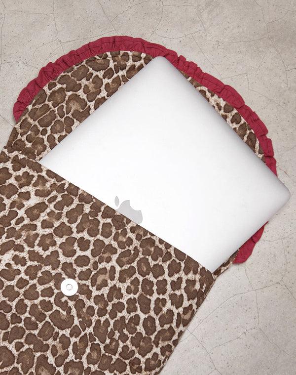 Motel Rocks Laptop Bag In Leopard Print With Red Frill