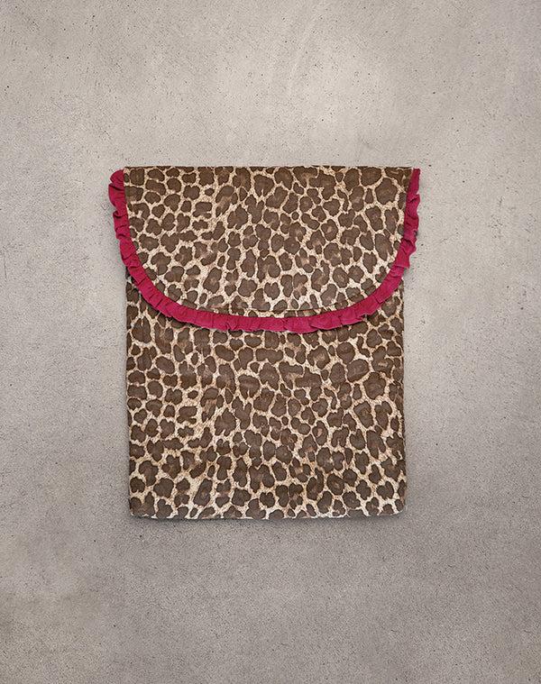 motel rocks Laptop Bag in Leopard Print with Red Frill