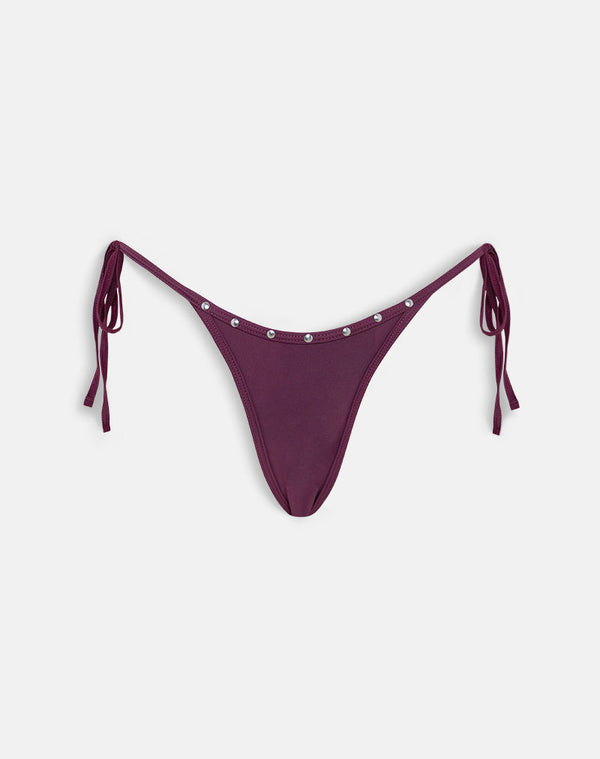 Motel Rocks Lentra Bikini Bottom In Burgundy With Studs