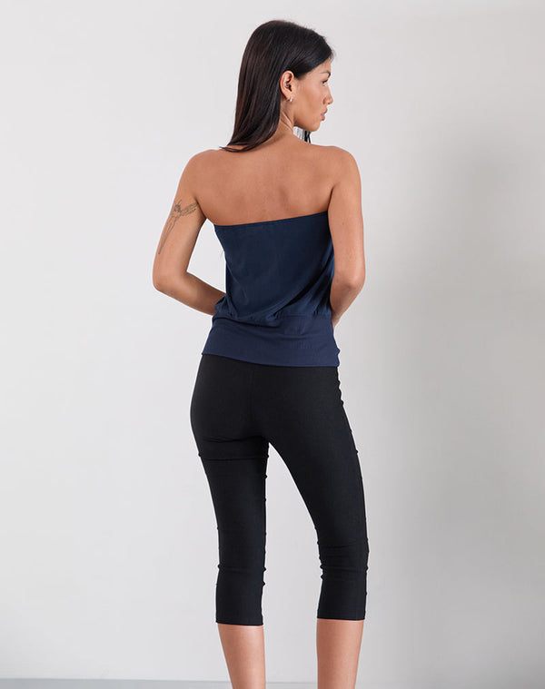 Motel Rocks Leocadia Long Bandeau Top In Cupro Navy