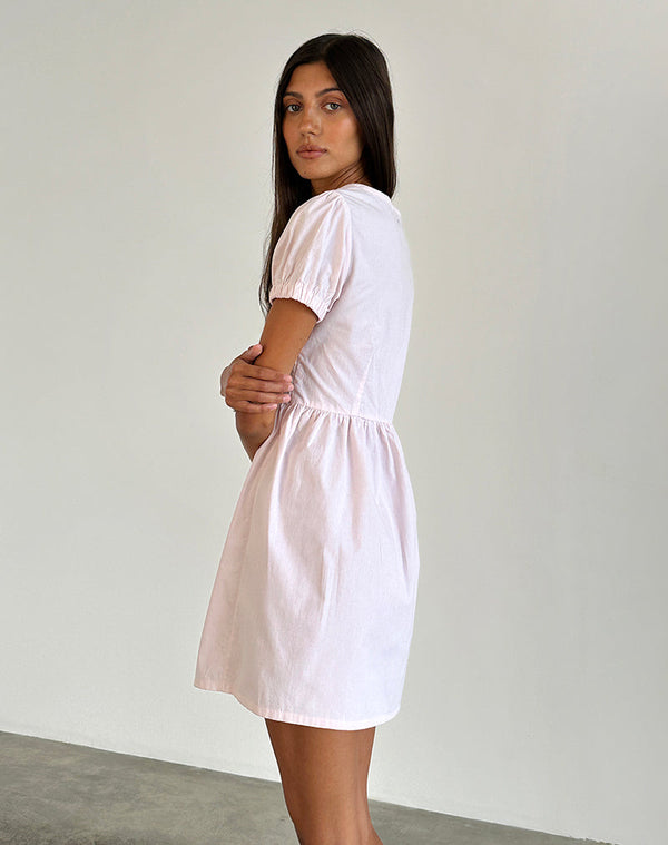 Motel Rocks Leshiana Mini Dress In Poplin Light Pink