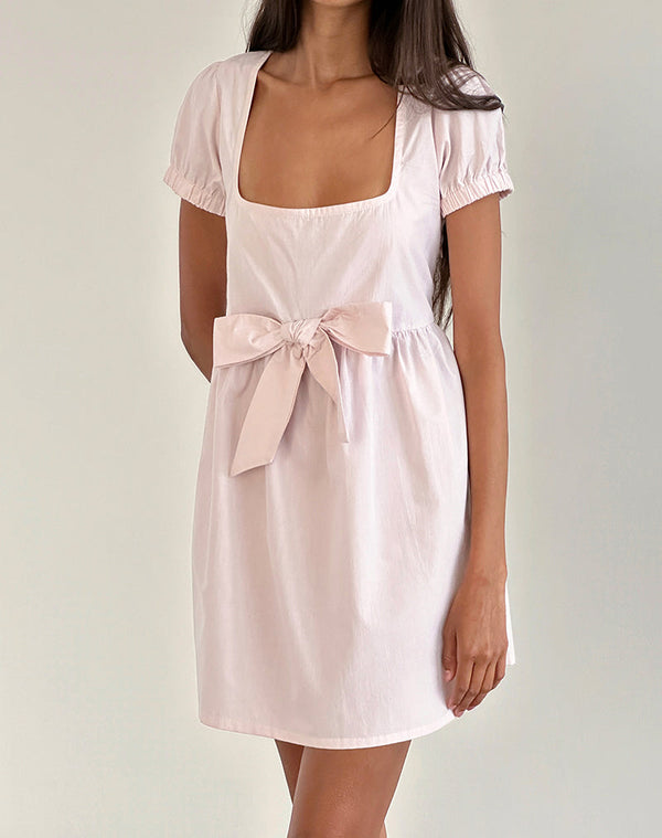 motel rocks Leshiana Mini Dress in Poplin Light Pink