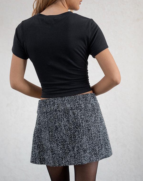 Motel Rocks Letty Tailored Mini Skirt In Black And White