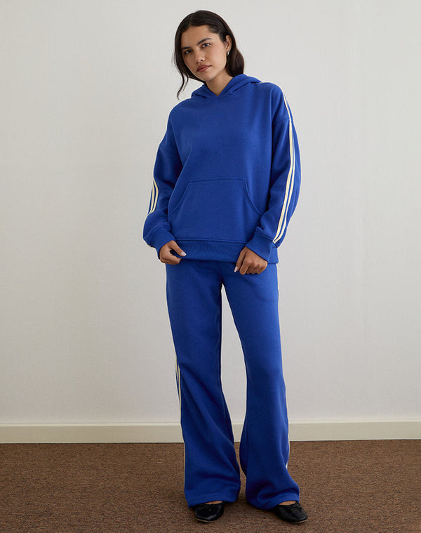 Motel Rocks Lingwu Hoodie In Cobalt Blue With Buttermilk Binding
