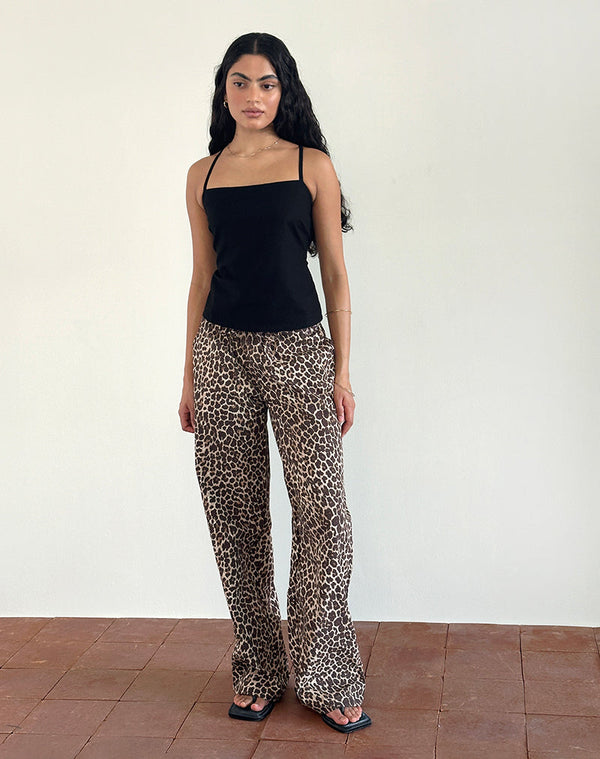 Motel Rocks Lirura Trousers In Rar Leopard Sandstorm