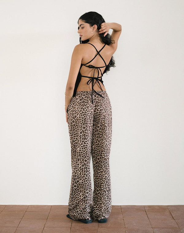 Motel Rocks Lirura Trousers In Rar Leopard Sandstorm