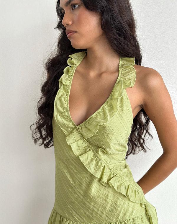 Motel Rocks Lorena Mini Dress In Chiffon Stripe Green