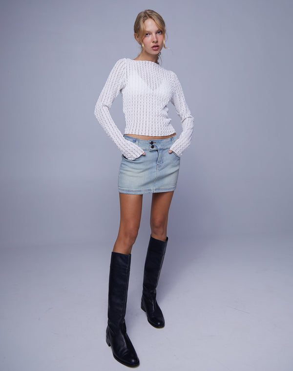 Motel Rocks Low Rise Denim Mini Skirt In Super Bleach