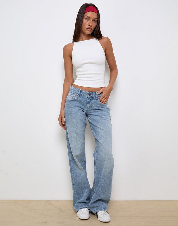 motel rocks Low Rise Parallel Jeans In Bright Blue Used