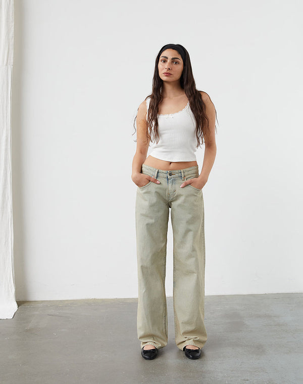 Motel Rocks Low Rise Parallel Jeans In Desert Sand Wash