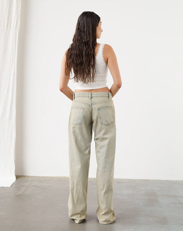 Motel Rocks Low Rise Parallel Jeans In Desert Sand Wash
