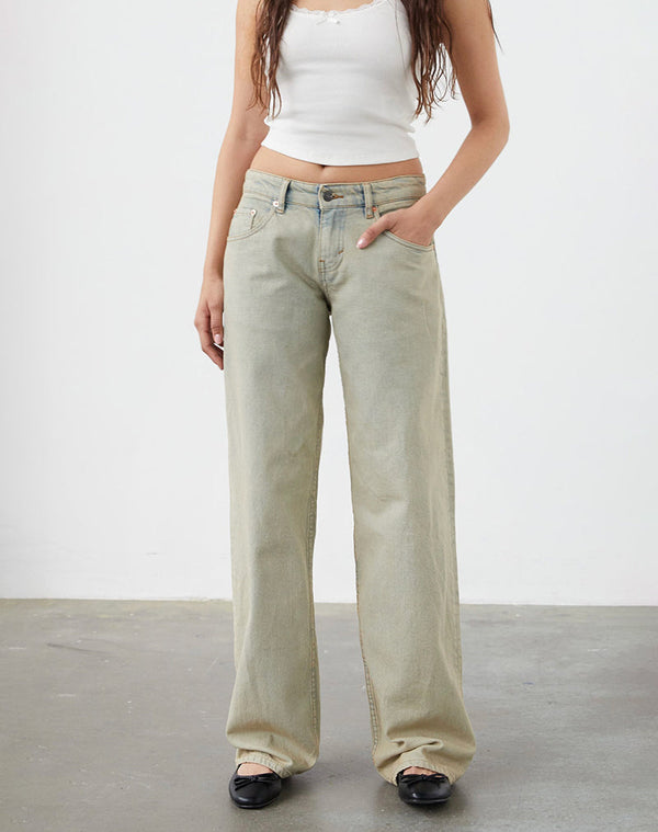 motel rocks Low Rise Parallel Jeans in Desert Sand Wash