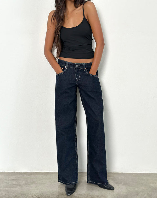 motel rocks Low Rise Parallel Jeans in Indigo with Contrast Stitch