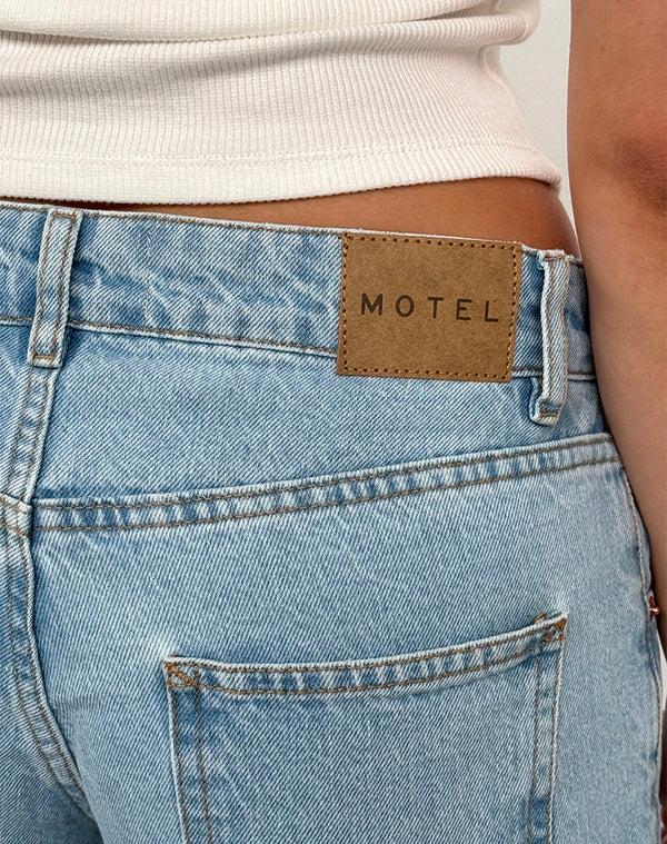 Motel Rocks Low Rise Parallel Jeans In Light Wash Blue