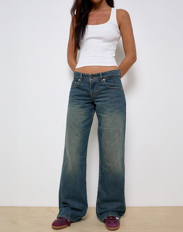 motel rocks Low Rise Parallel Jeans in Vintage Green Used