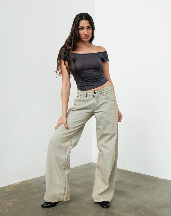 Motel Rocks Low Rise Roomy Jeans In Desert Sand Wash