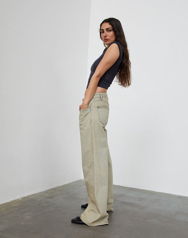 Motel Rocks Low Rise Roomy Jeans In Desert Sand Wash