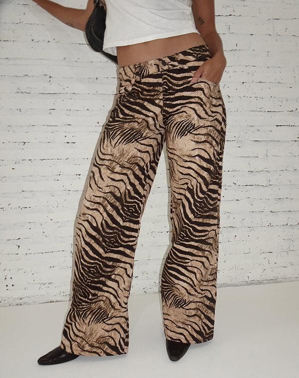 Motel Rocks Low Rise Roomy Trousers In Wild Animal Print