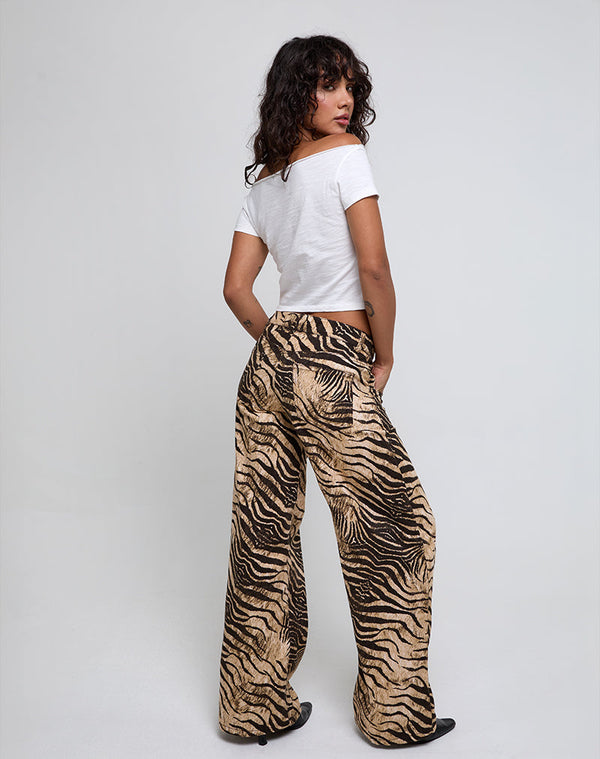 Motel Rocks Low Rise Roomy Trousers In Wild Animal Print