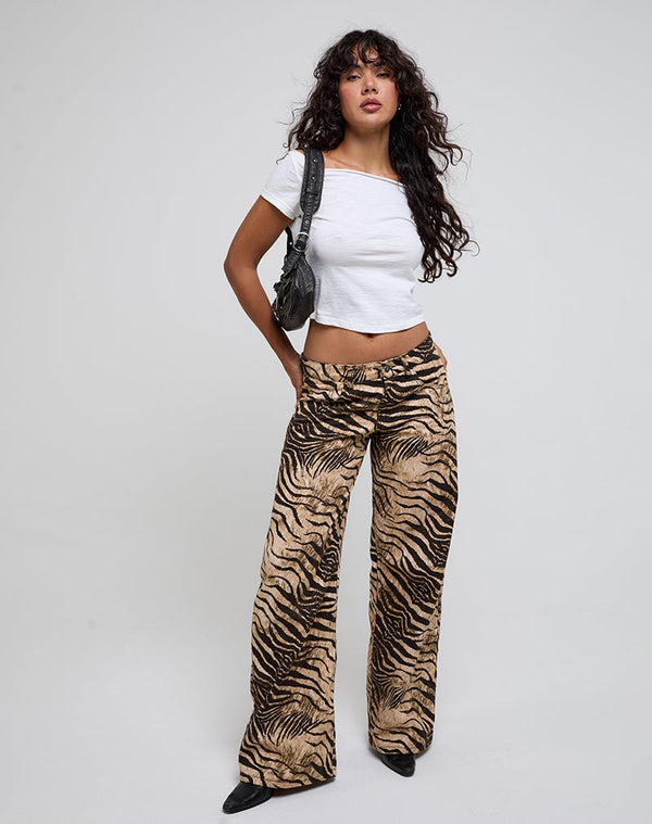 motel rocks Low Rise Roomy Trousers in Wild Animal Print