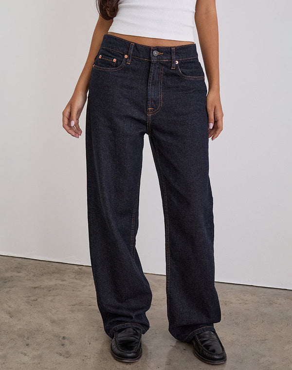 Motel Rocks Low Slung Slim Parallel Jeans In Indigo