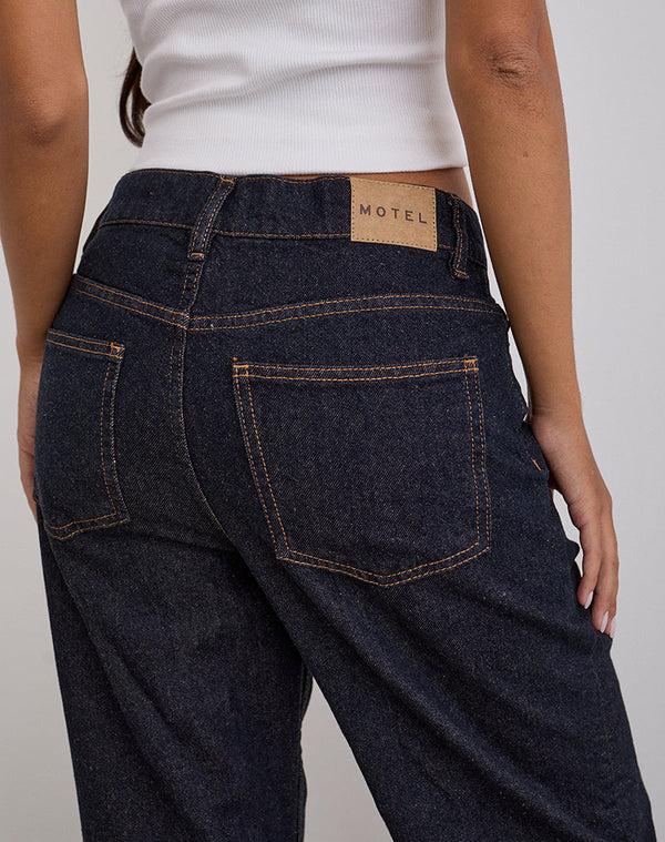 Motel Rocks Low Slung Slim Parallel Jeans In Indigo