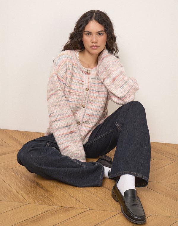 Motel Rocks Luciana Cardi In Brushed Knit Multicolour