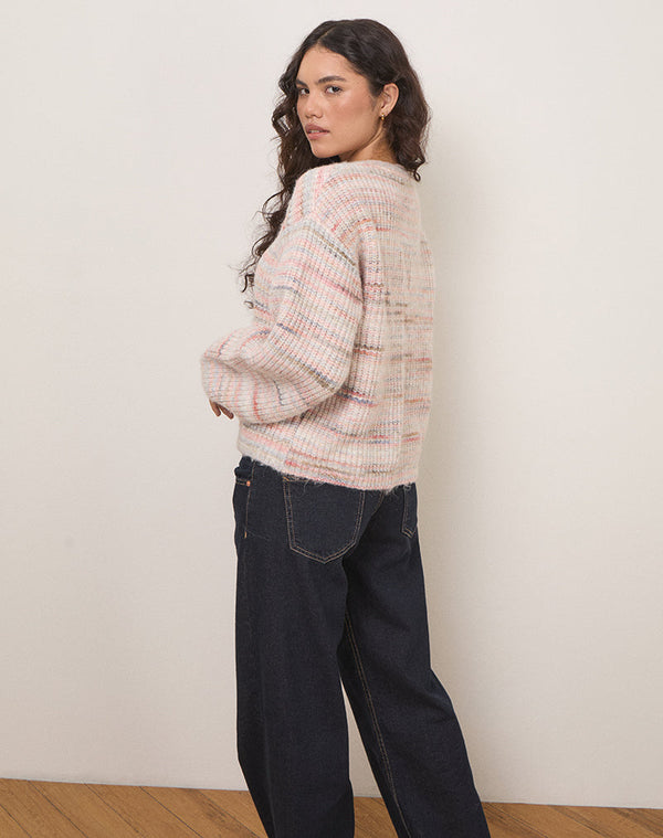 Motel Rocks Luciana Cardi In Brushed Knit Multicolour