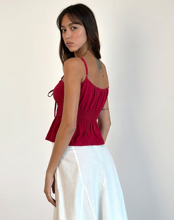 Motel Rocks Lyncia Tie Front Cami Top In Adrenaline Red