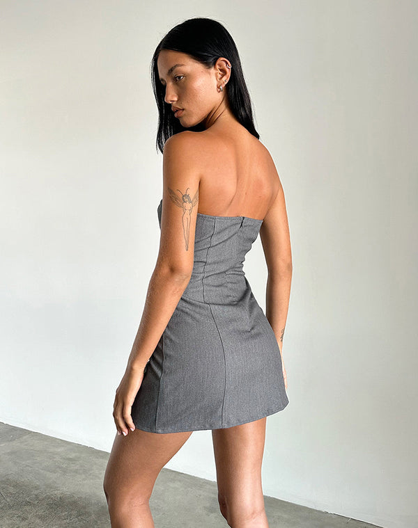 Motel Rocks Magaska Bandeau Mini Dress In Tailoring Charcoal