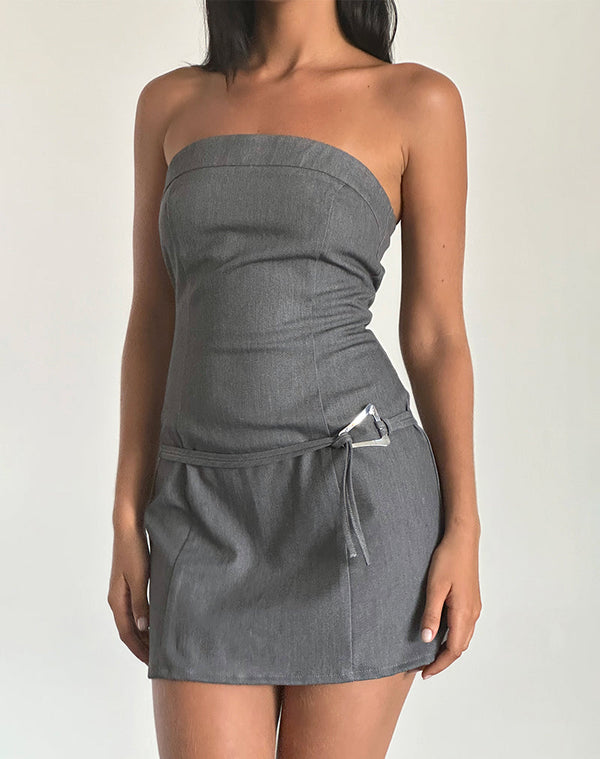 motel rocks Magaska Bandeau Mini Dress in Tailoring Charcoal