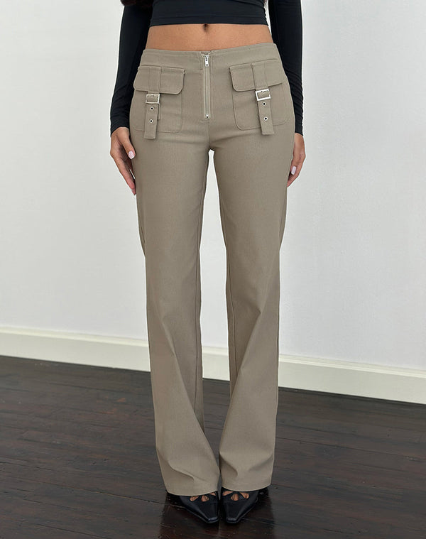 Motel Rocks Maite Pocket Trouser In Tailoring Taupe