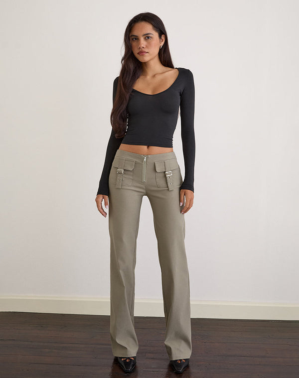 motel rocks Maite Pocket Trouser in Tailoring Taupe