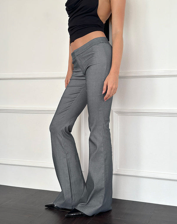 motel rocks Malvinas Flared Trouser in Grey Tailoring