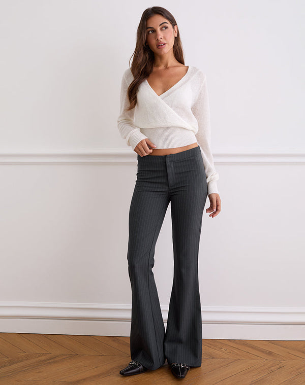 Motel Rocks Malvinas Trouser In Tailoring Grey Stripe