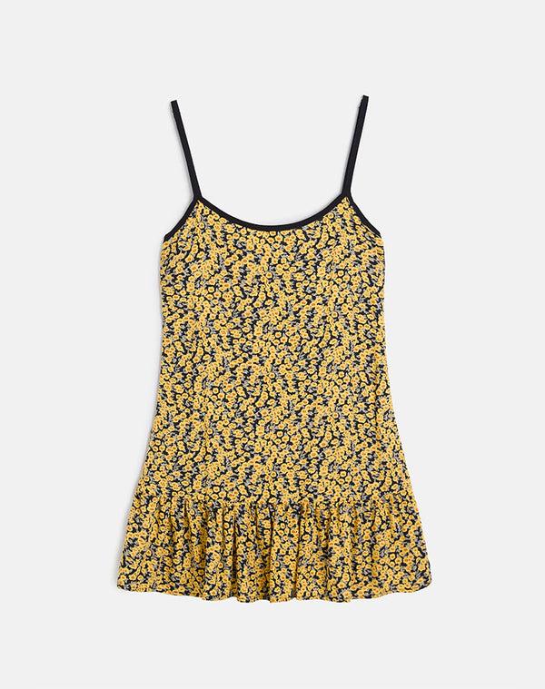 Motel Rocks Marige Roundneck Mini Dress In Mini Bloom Yellow