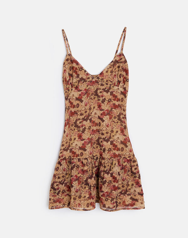 motel rocks Marja Cami Mini Dress in Chiffon Rusty Flower