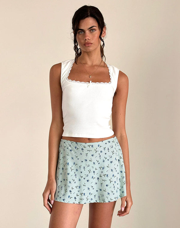 Motel Rocks Mckenna Mini Skirt In Pretty Petal Green