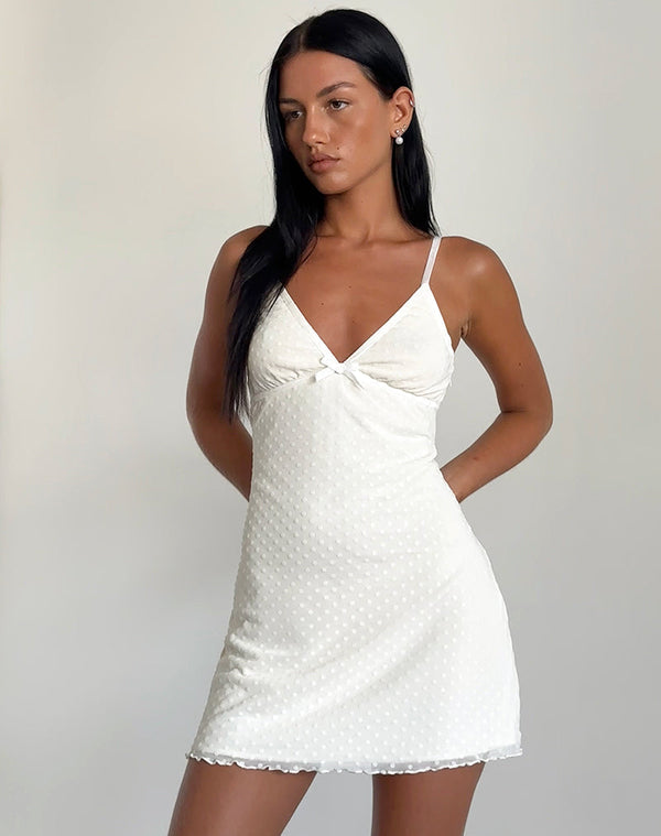 Motel Rocks Mevila Cami Mini Dress In Ivory Polka Flock