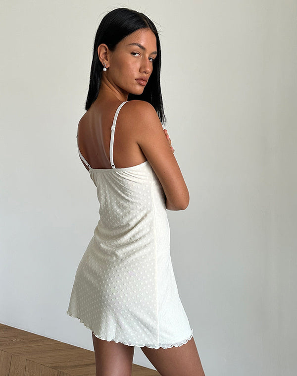 Motel Rocks Mevila Cami Mini Dress In Ivory Polka Flock