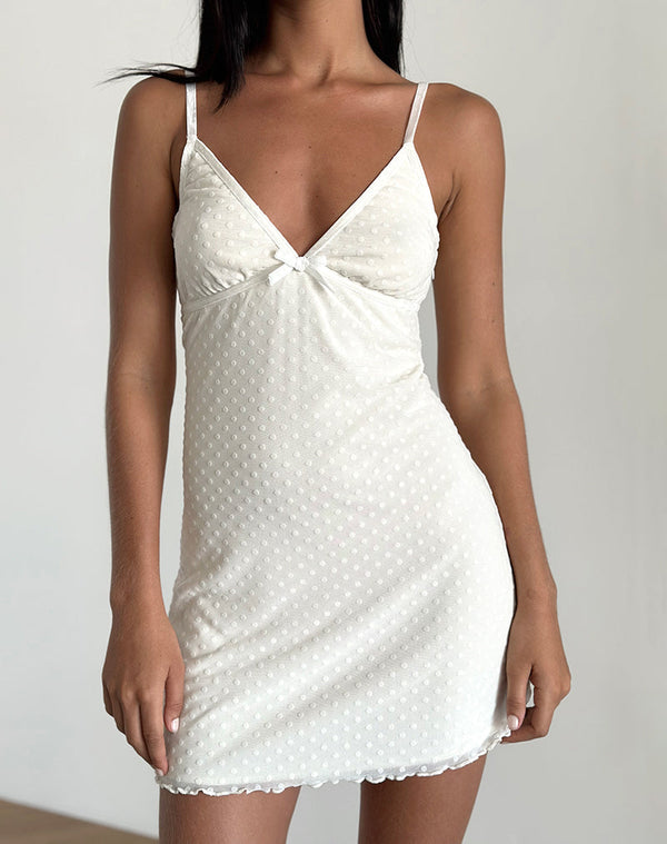 motel rocks Mevila Cami Mini Dress in Ivory Polka Flock