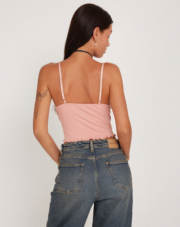 Motel Rocks Mia Ballet Jersey Cami Vest Top In Pink