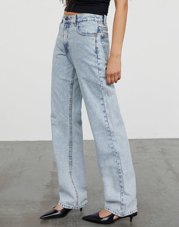 Motel Rocks Mid Rise Slim Parallel Jeans In 80's Light Wash
