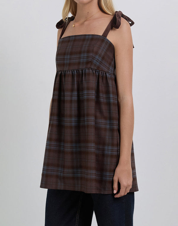 Motel Rocks Mikayla Mini Dress In Burgundy And Blue Check