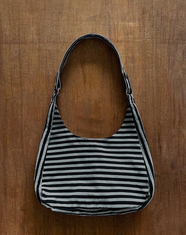 Motel Rocks Aimi Bag In Grey And Black Stripe