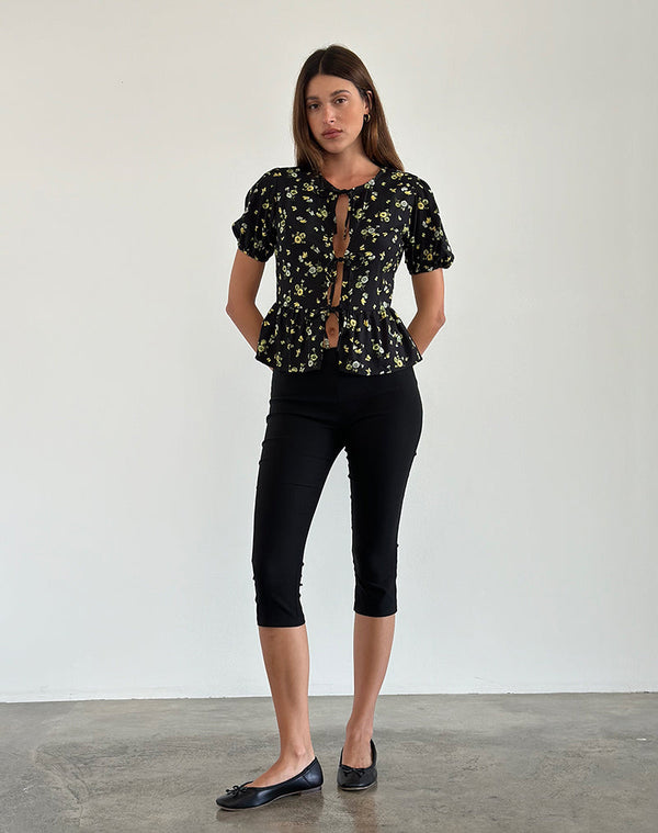 Motel Rocks Ajasi Blouse In Lemon And Lime Black