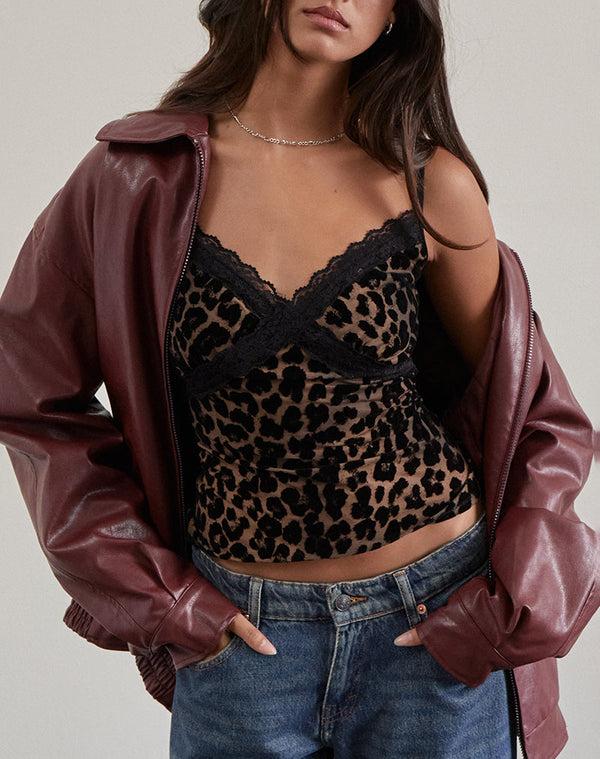 Motel Rocks Alcesta Top In Flock Mesh Rar Leopard