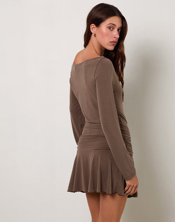 Motel Rocks Aleida Belted Mini Dress In Cupro Mink